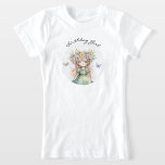 Fairy T shirt for Birthday Girl<br><div class="desc">Flickans t-shirt med illustration av en skogsälv med guldhår och en vacker blomma krona på huvudet. Med ett sött och minimalistiskt stil är denna design avsedd för flickor som firar födelsedagar med skogsmjölk,  trädgårdsmjölk,  picknick-födelsedag och utomhusfödelsedagstema.</div>