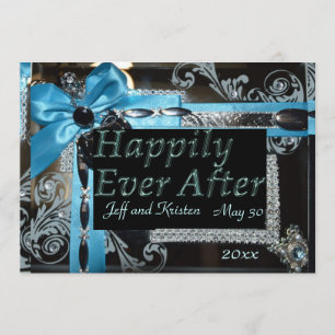 Fairy Tale Bröllop- Light blue, black and silver Inbjudningar