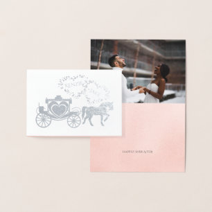 Fairy Tale Carriage Lyckligtvis efter Tacken Folierat Kort
