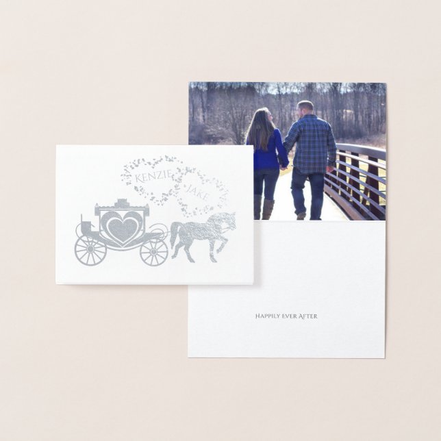 Fairy Tale Carriage Lyckligtvis efter Tacken Folierat Kort (Display)