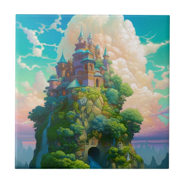 Fairy Tale Castle Fantasy Art Kakelplatta (Framsidan)