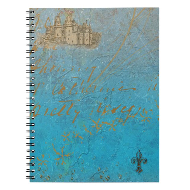Fairy Tale Castle & Fleur de lis Anteckningsbok Med Spiral (Framsidan)