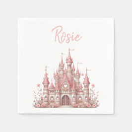Fairy Tale Castle Girl Födelsedagsfest Rosa  Pappersservett