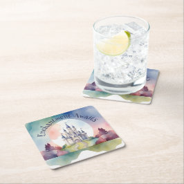 Fairy Tale Castle Party Underlägg Papper Kvadrat