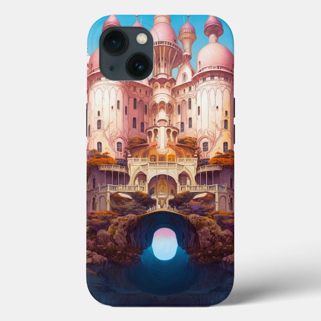 Fairy Tale Castle Rosa White Guld Fantasy Art (Baksida)