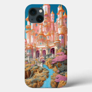 Fairy Tale Castle Rosa White Guld Fantasy Art