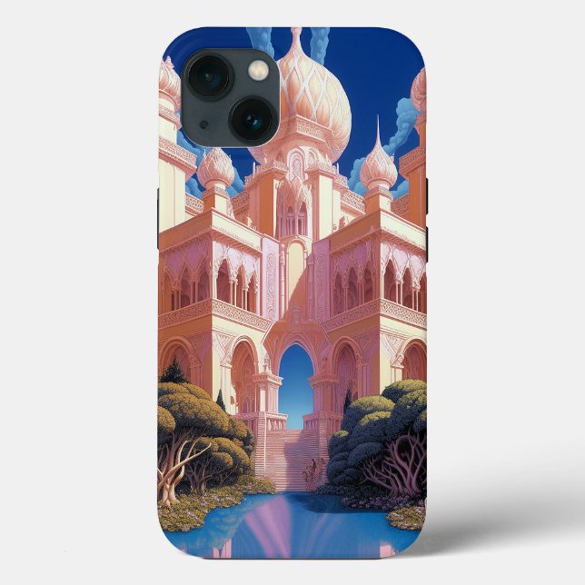 Fairy Tale Castle Rosa White Guld Fantasy Art (Baksida)
