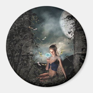 Fairy Tale Crystal Boll Full Moon Fantasy Magnet