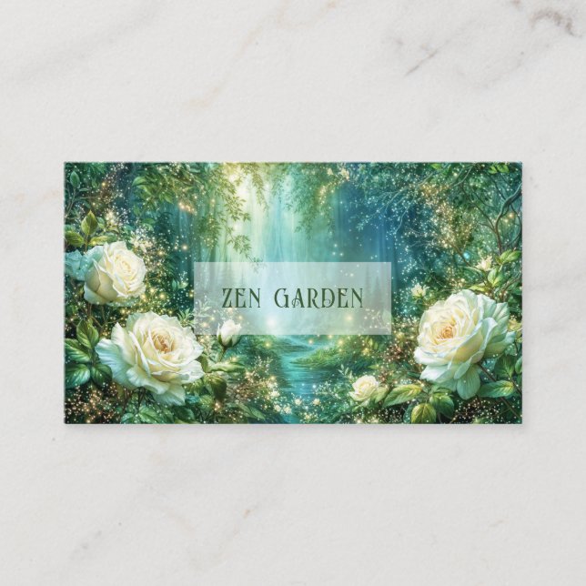 Fairy Tale Forest White Rose Luminous Landscape Visitkort (Framsida)