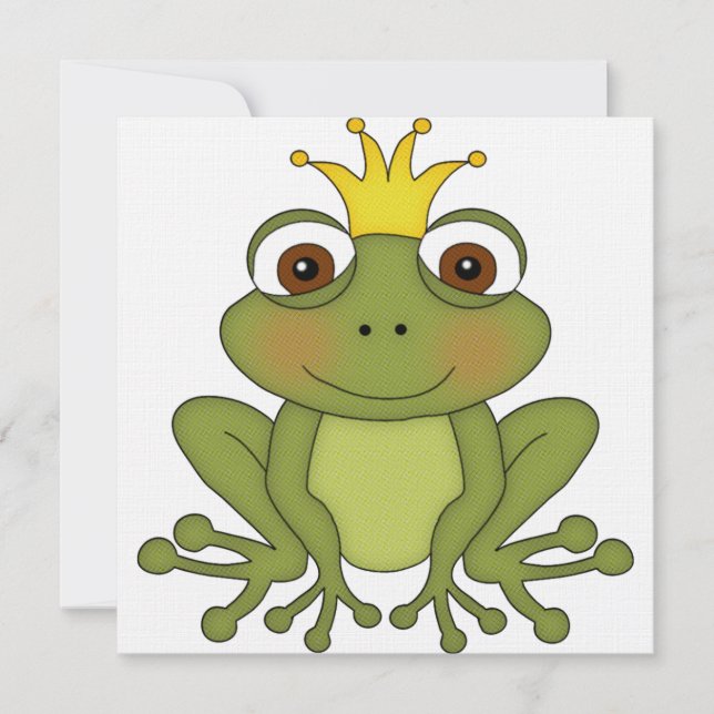 Fairy Tale Frog Prince med Krona Inbjudningar (Framsida)