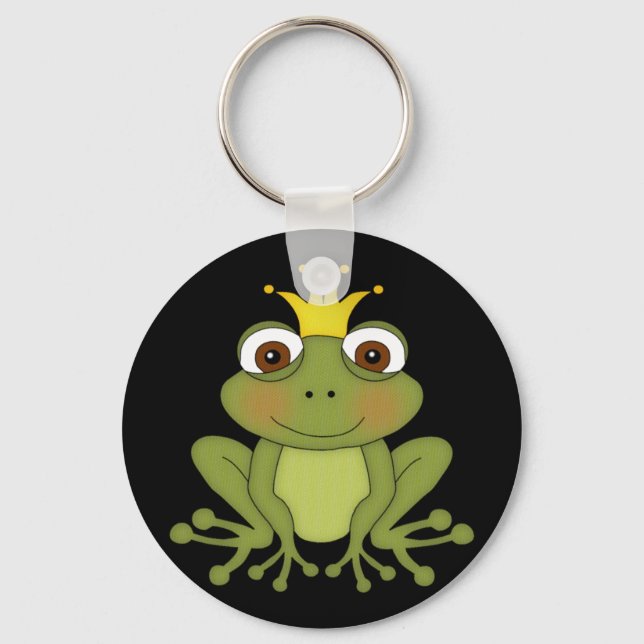 Fairy Tale Frog Prince med Krona Nyckelring (Framsida)