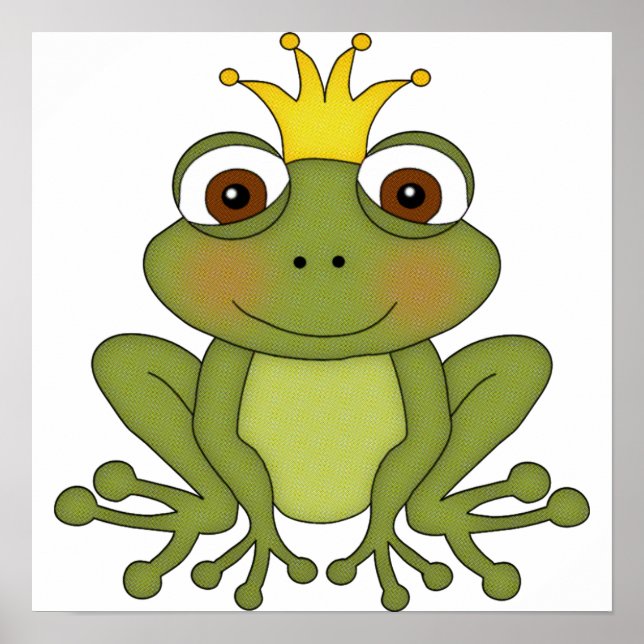 Fairy Tale Frog Prince med Krona Poster (Framsidan)