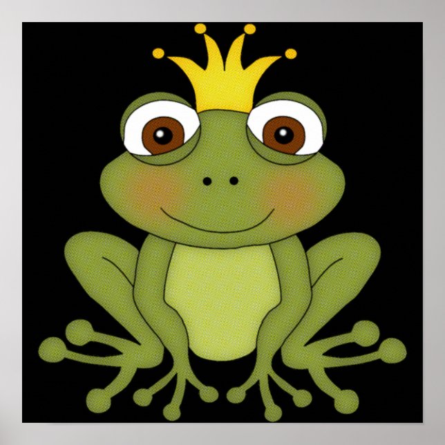 Fairy Tale Frog Prince med Krona Poster (Framsidan)