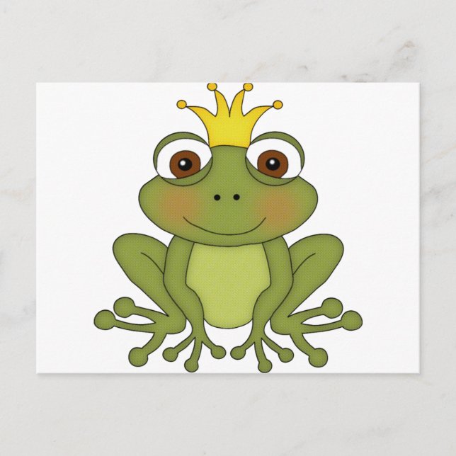 Fairy Tale Frog Prince med Krona Vykort (Framsida)