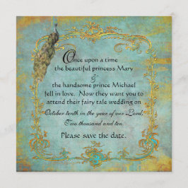 Fairy Tale Guld Filigree Peacock & Krona Spara Datumet