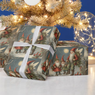 Fairy Tale jul Gnome Family, Winter Forest Presentpapper