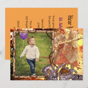 Fairy Tale Knight on Horse Photo Birthday Inbjudningar