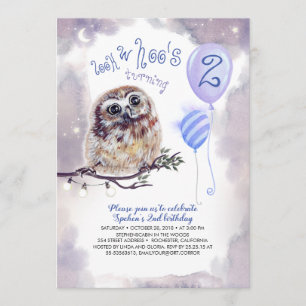 Fairy Tale Night and Little Uggla Boys Birthday Inbjudningar