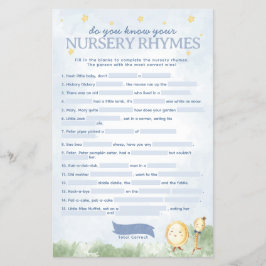 Fairy Tale Nursery Rhyme Baby Shower Game Flygblad