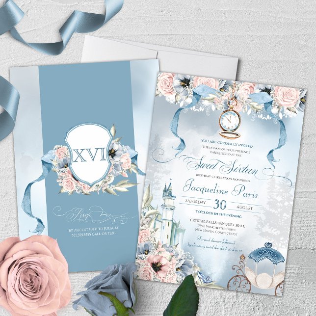 Fairy Tale Princess Cinderella Sweet 16 Birthday Inbjudningar (Skapare uppladdad)