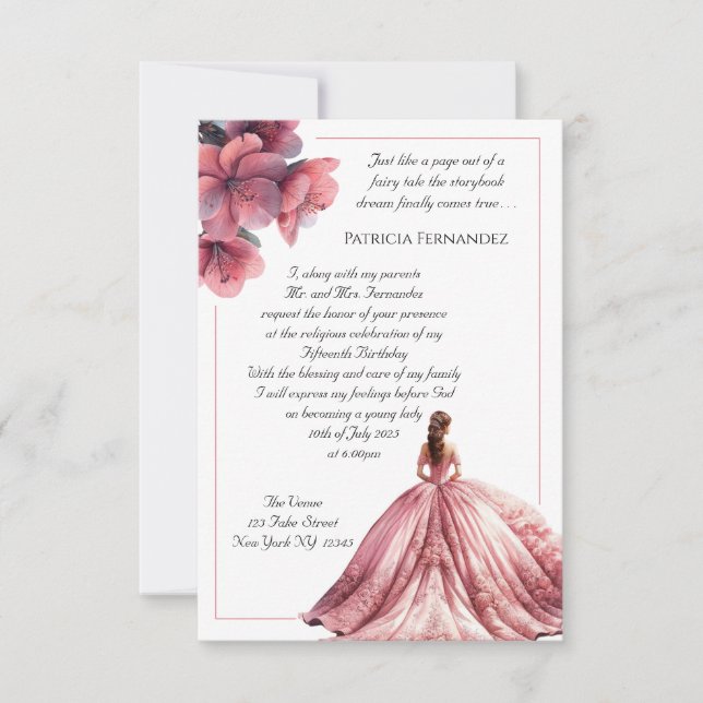 Fairy Tale Princess Quinceañera-inbjudan Inbjudningar (Framsida)