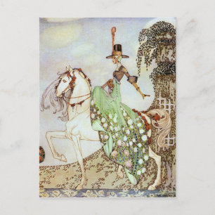 Fairy Tale Princess Riding in the World Postcard Vykort