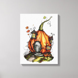 Fairy Tale Pumpkin House Canvastryck