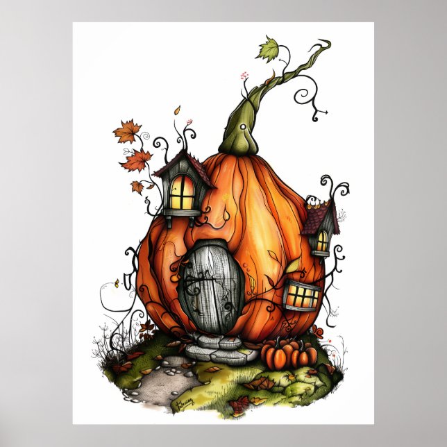 Fairy Tale Pumpkin House Poster (Framsidan)