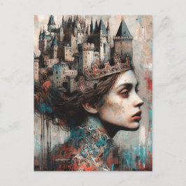 Fairy Tale Queen with Castles and Krona Vykort