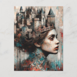 Fairy Tale Queen with Castles and Krona Vykort