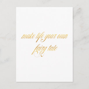 Fairy tale Quote Guld Faux Foil Fairytales Cites Vykort