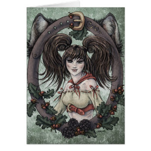 Fairy Tale ’Red Riding Huva’ Fantasy Art Card Hälsningskort