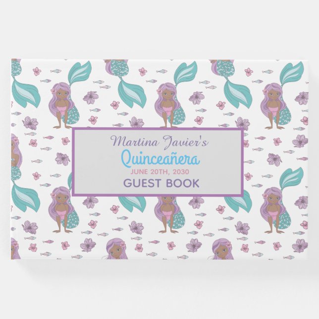 Fairy Tale Sjöjungfru Quinceañera 15:e födelsedage Gästböcker (Framsida)