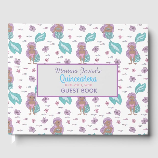 Fairy Tale Sjöjungfru Quinceañera 15:e födelsedage Gästböcker (Framsida)
