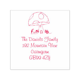 Fairy Tale Toadstool House Adress Självfärgande Stämpel