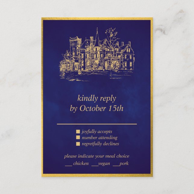 Fairy Tale Whimsical Castle Lila Guld OSA kort (Framsida)