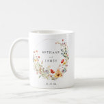 Fairy Tale Wildblombröllopsförmån Kaffemugg<br><div class="desc">Den här eleganten har en delikat krans av vildblommor med rustiska vattenfärger. Perfekt för vår och sommar-bröllop.</div>