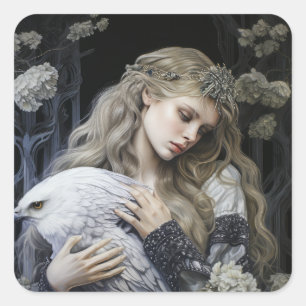 Fairy Tale Woman Fyrkantigt Klistermärke