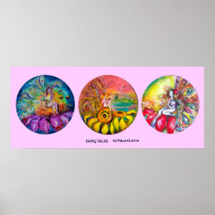 FAIRY TALES gult rosa blue grönt Poster