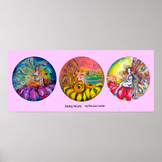 FAIRY TALES gult rosa blue grönt Poster (Framsidan)