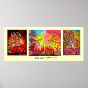 FAIRY TALES gult rosa blue white Poster