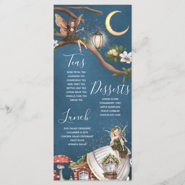 Fairy Tea Party Flat Menu Meny (Framsida)