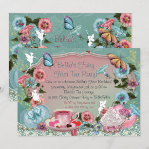 Fairy Tea Party födelsedag Inbjudningar