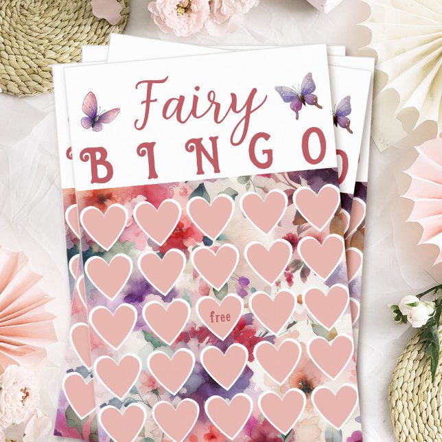 Fairy Thned Födelsedagsfest Bingo Card-spel Flygblad (Fairy Bingo Birthday Party Game Sheets)