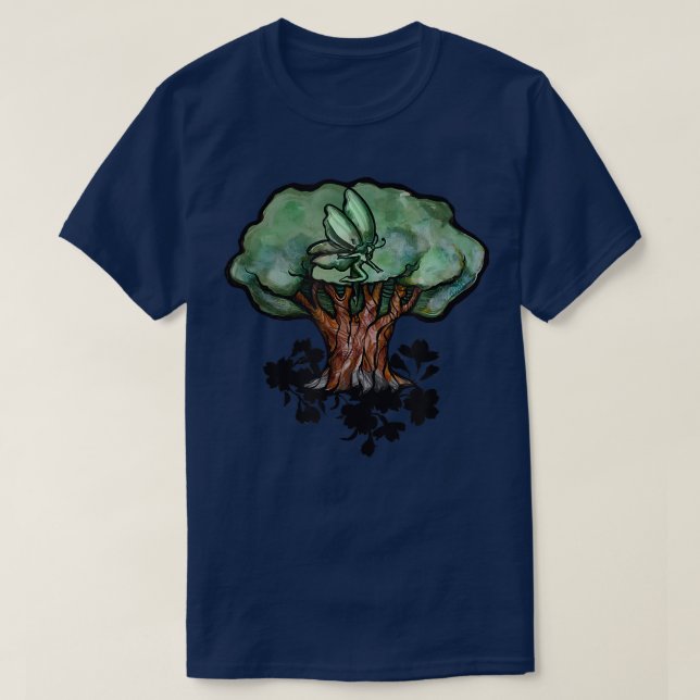 Fairy Träd Art grönt  älskare älvor druid T Shirt (Design framsida)