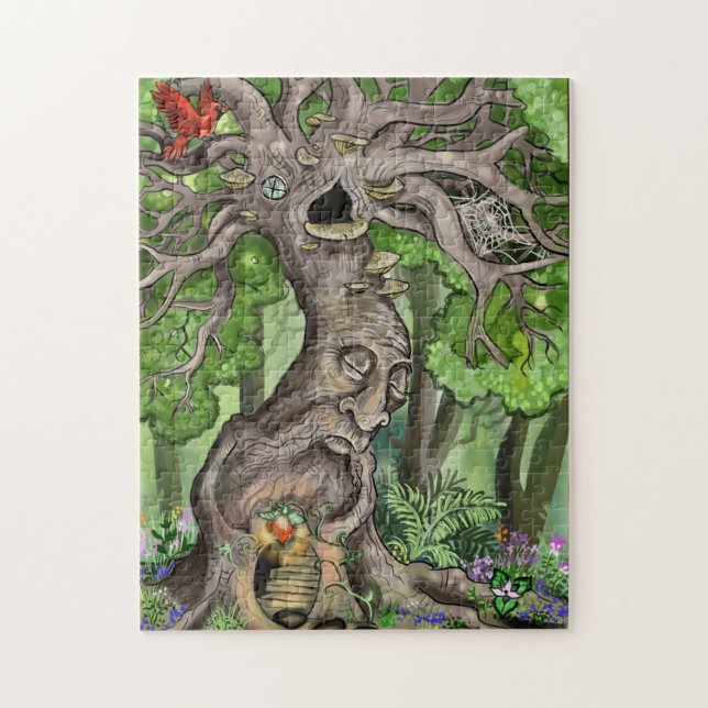 Fairy Träd Home Illustration Pussel (Vertikal)