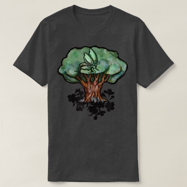 Fairy Tree Art green nature lovers fairies druid d T Shirt (Design framsida)