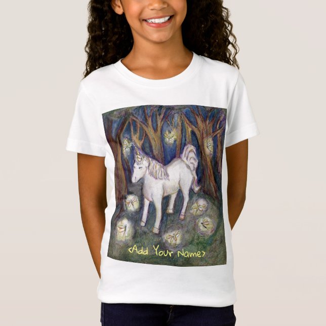 Fairy Unicorn Forest Fantasy Art Anpassningsbar T- T Shirt (Framsida)