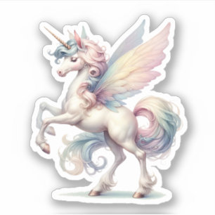 Fairy Unicorn Pastel Lila Rosa Blue Glitter Klistermärken