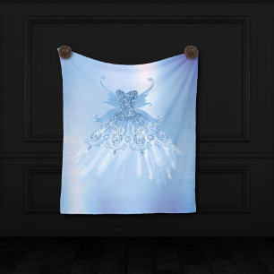 Fairy Vinge Ice Gown Frost Blue Iridescent Sheen Fleecefilt